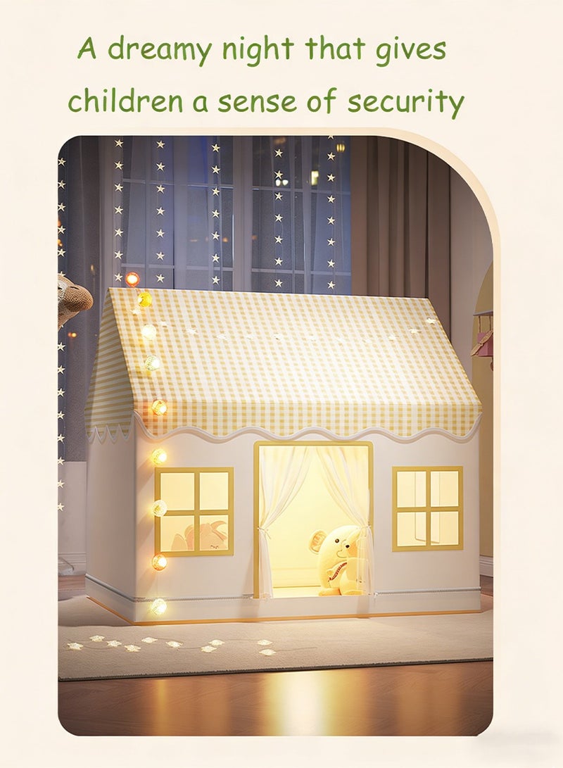 RAKAY Children's Play Tent House , 125x95x130 cm, Checkered Design, Metal Frame, Indoor Playhouse for Kids,Yellow - Image 2